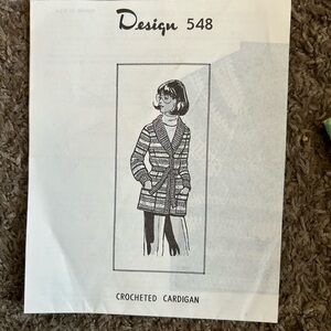 Vintage Crochet Pattern Cardigan Design 548.